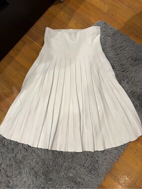 Milano White Pleated A-Line Skirt